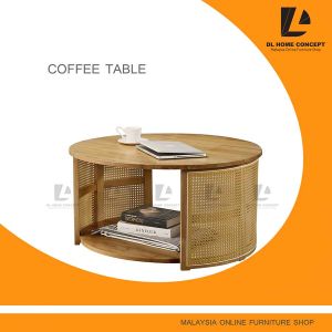DL Home Concept Rattan Art Premium Solid Wood Coffee Table