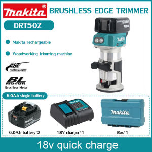 Makita DRT50Z 18V LXT Brushless Cordless Woodworking Trimmer 30000RPM 6.0Ah Li-Ion Battery - Cordless Power Router for Carpenter