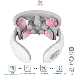 Máy massage cổ vai gáy chườm nóng 42 độ thư giãn 4 đầu rung vật lý 15 chế độ khác nhau Giảm nhức mỏi đau cơ vai gáy