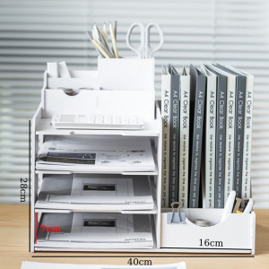 Kệ đựng tài liệu kệ đựng hồ sơ kệ văn phòng để bàn chất liệu gỗ nhựa cao cấp chống nước chống mốc tuyệt đối màu trắng