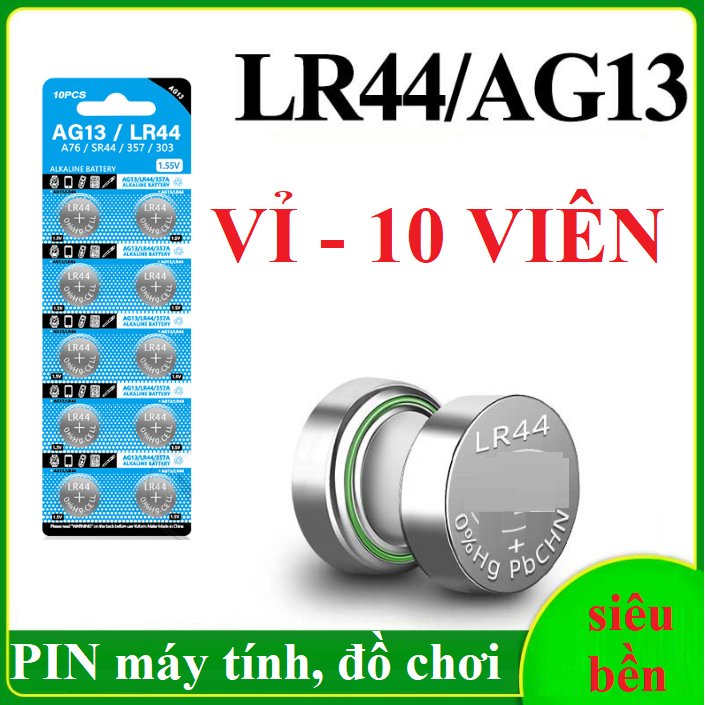 Pin cúc áo AG13 LR44 1.5V ANLALINE vỉ 10 viên FULL BOX dung lượng thực độ bền cao pin máy tính pin đồng hồ pin đồ chơi