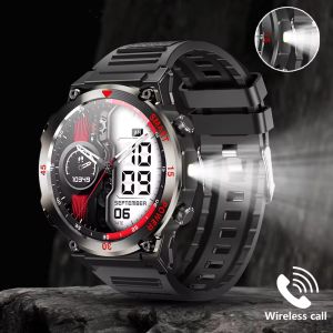 2026 New Outdoor Smart Watch LED Flashlight Mens Bluetooth Calling Sports Fitness Tracking Smart Watch