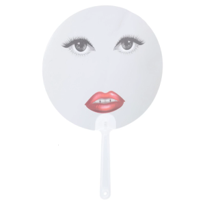 Unique Abstract Red Lips Print Round Hand Fan For Outdoor and Indoor Use Fashionable Concert Essential Photo Props Gift