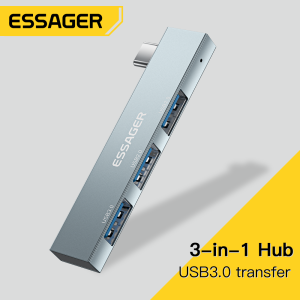 Essager Ổ Cắm Mở Rộng 3 Trong 1 Type C Đến Hub USB 3 Cổng C USB C Di Động USB Tốc Độ Cao Hub USB Hub Cho Macbook Pro Phụ Kiện Máy Tính