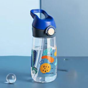 SUPERRR Có ống hút Chai nước 500ML Chống rò rỉ Công suất cao Cốc có ống hút an toàn Di động Trong suốt Cốc uống nước Nước ép trái cây