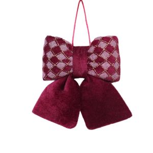 FIRST Vải nhung Vật trang trí hình nơ Giáng sinh Mềm mại Cổ điển  dây chuyền treo trang trí Giáng sinh Nơ trang trí quà tặng Tinh tế Nơ thủ công tự làm Cửa sổ