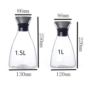 I know Glass Carafe with Lid 1L/1.5L Thickening Borosilicate Drip-free Glass Pitcher for Hot/Cold Water Ice Tea and Juice Beverage
