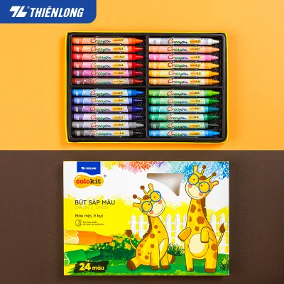 Bút sáp màu Thiên Long Colokit CR-C09 - 24 màu tươi sáng tiêu chuẩn Châu Âu an toàn cho bé tô màu vẽ tranh