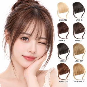 NEXTYOO Tóc thẳng tự nhiên Tóc mái giả kẹp tóc trước ẩn Sợi chịu nhiệt cao. Tóc mái giả Tự nhiên Mái tóc cắt ngang Tóc nối kẹp Tạo kiểu tóc hàng ngày
