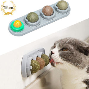 Tifum Cat Rotatable Catnip Balls With Double-sided Sticker Natural Healthy Catnip Toy Self-happy Toy Pet Supplies