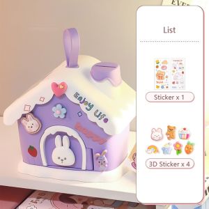 SIERWU Mushroom House Money Box Portable Plastic Cash Box Fashion Key Lock Safe Savings Jar Kids Adults