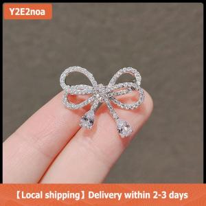 【Local shipping】 Elegant Bowknot Rhinestone Brooch Buckle Pin For Women Girls Bow Buckle Pin Cardigan Clip Jewelry Brooch Accessories
