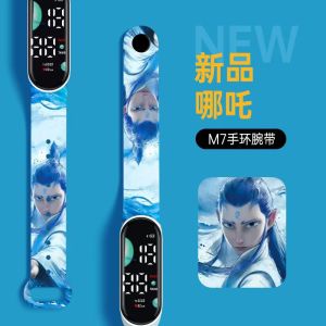 Nezha Cute Cartoon Watch Silicone Digital LED Touch Screen Kids Sport Wristband Digital Watches