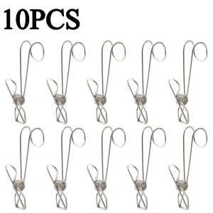 10PCS Clothes Pegs Stainless Steel Drying Clip Hat Towel Hanger Laundry Hook Home Kitchen Batnroom Storage Document Organizer