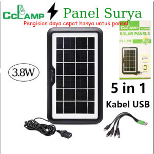 CCLAMP Solar Panel Tenaga Surya - Panel surya multifungsi dilengkapi dengan beberapa kabel pengisi daya Pengisian Daya Ponsel Tenaga Surya Portabel