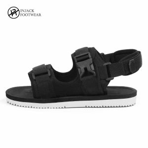 Injack Footwear - Sandal Gunung Outdoor Hiking Remaja Dewasa Pria Wanita - Casia Black White - Outsole Karet Anti Licin - Tali Belakang Bisa di Lepas