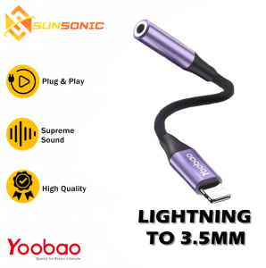Yoobao Lightning to 3.5mm Audio Adapter Braided Fiber Cable Wire Control High Quality Sound