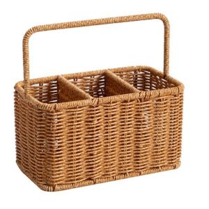 STVML Large Capacity Utensil Storage Basket Rustic Portable Silverware Holder Organizer Basket with Handle Multipurpose Basket Kitchen