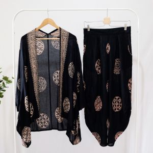 ONE SET BATIK WANITA MODERN SETELAN CELANA PANJANG BATIK SET BATIK KULOT BATIK LEBARAN BATIK KONDANGAN - OUTER PIRINGAN KULOT JINNY PIRINGAN