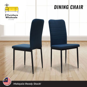 Upholstered Dining Chair Side Chair in Dark Blue Colour/Fabric Foam Padded High Back Chairs Modern Dining Seat/Kerusi Meja Makan