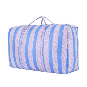 Nylon Woven Bag Moving Bag Large Capacity Luggage Moving Bag Blue And White Stripe Packaging Checked Bag Clothing Storage Bag