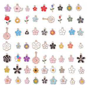 10pcs Random Mixed Styles Alloy Drip Oil Charm Heart Flower Star Moon Crown Cat Butterfly Pendants for Bracelet Necklace DIY Jewelry Craft Making