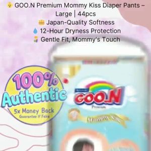 GOO.N Premium Mommy Kiss Diaper Pants Large 44pcs – All for Good Sleep 12-Hour Protection x6 Cups