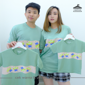 CAROTYLES S Kaos Couple Keluarga DUMBO GARIS Wanita Lengan Pendek Katun