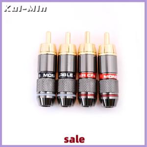 Kui-Min 4 Pcs RCA Hi-Fi -Plated Copper Male Plug Audio Connector
