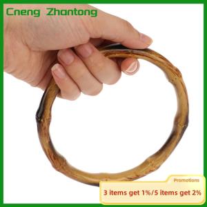 Cneng 1Pc Bamboo Purse Handle Frame Hanger DIY Bamboo O Bag Handle Bag Straps Replacement Bamboo Handles Handcraft Wooden Rings