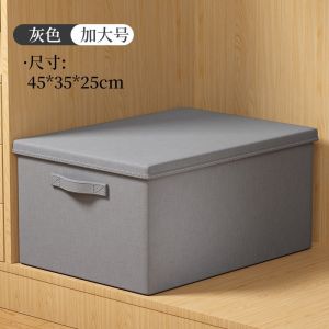 Foldable Non-Woven Fabric Storage Box with Dust-Proof Lid Collapsible Closet Organizer for Clothes Bedding Wardrobe Kotak Baju Lipat