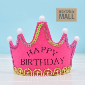 UMI 1pcs Happy Birthday Kids Children Adult Flash LED Light Party Decoration Hat Crown Cap Hari Jadi Topi