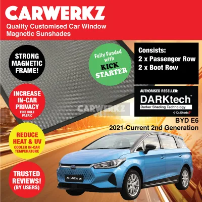 CERTIFIED ORIGINAL Dr Shadez DARKtech BYD E6 M6 2021-Current 2nd Generation China Electric Stationwagon Customised Window Magnetic Sunshades
