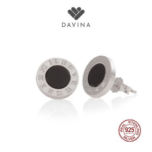 DAVINA Ladies Bellany Earrings Sterling Silver 925 - Anting Wanita Perak S925 Tusuk Hitam Bulat