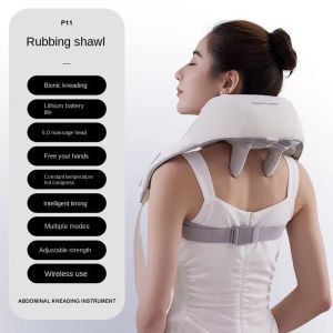 Wireless Deep Tissue Neck & Shoulder Massager with Heating Cervical Spine Trapezius Body Massager & Back Posture Corrector