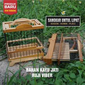 SANGKAR UNTULAN BISA DI LIPAT UNTUK KONIN SOGON PLECI BAHAN KAYU JATI DENGAN RUJI VIBER 1MM PRAKTIS