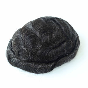 8*10in Hair Replacement Human Hair System French Lace in body V looped Thin Skin in Cross and Perimeter Man Toupee