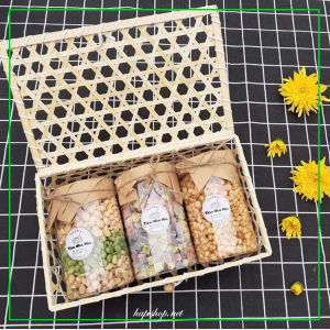 Giỏ Mây Tre Đan Giỏ Đựng Quà Tết (Không kèm phụ kiện trang trí) kích thước 30x8x25cm