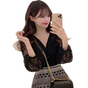 IOS SHOP YURIKA ATASAN LENGAN PANJANG BROKAT BLUS WANITA KOREAN HIJAB CANTIK