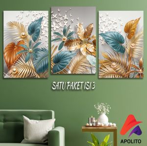 HIASAN DINDING BUNGA ABSTRACT APOLITO ( 20X30 CM ) ABSTRAK GOLD FLOWERS PAJANGAN DINDING DEKORASI DINDING PAJANGAN KAYU PAJANGAN DINDING