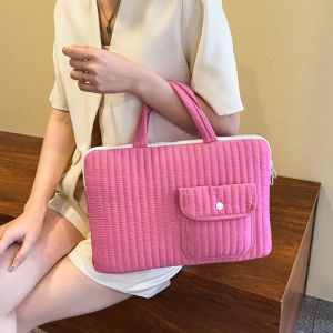 Tas Laptop Jinjing Sleeve Sarung Pillow Bag Ipad Tab Tablet Macbook Air Pro Leptop Asus Acer Lenovo HP 11 12 13 14 15 inch Motif Polos Aesthetic Warna Pink Kuning Coklat Yellow Brown Lucu Cute Murah Korean Model Tali Jinjing Puffy Kuliah Sekolah Kerja