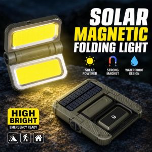 Solar Camping Light Waterproof Magnetic Foldable Led Flashlight Emergency Rechargeable Usb Lantern Outdoor Hiking