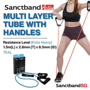 Sanctband Active Resistance Tubing Multi-Layer Exercise Tube 1.5m Length Extra Heavy Resistance Band Teal Exercise Tubing