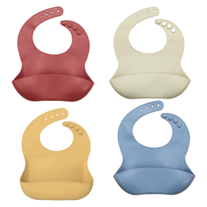 Soft Silicone Bib with Catches Pocket Dirt Frees & Dishwasher Safe Feeding Bib Soft & Flexible Feed Catcher for Baby