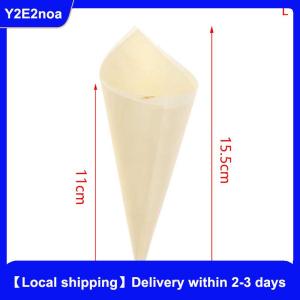 【Local shipping】 50pcs Disposable Wood Appetizer Cones Ice Cream Cone Cups Party Candy Cones