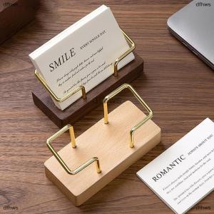 [COD] dfhws Business Card Holder Organizer Office Desk Display Stand Memo Counter Accessories Tabletop Shelf Home Wooden Card Holder Storage