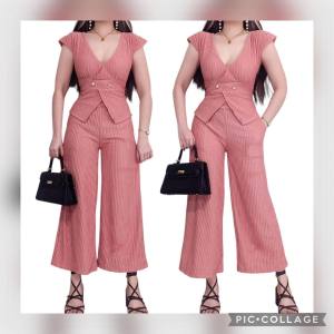 Emily Butterfly Sleeve Blouse and Pants Coordinates for Women - One Size Fits Small to Semi-Large - Womenswear Clothing