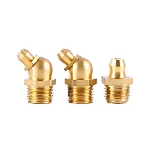 FLYING 10Pcs Straight 45 Degree 90 Degree Brass Grease  Brass M4-M20 Hydraulic Grease Fitting  Thread Fitting Grease Zerk  for Construction Machinery