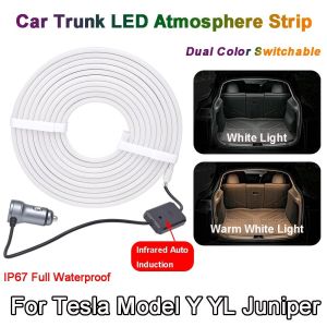 NEXTYOO Dual Color Switchable Car Trunk LED Light IP67 Waterproof Silicone Strip Plug And Play Car Interior LED Lamp Hidden Embedded Installation Cargo Area Lamp for Tesla Model Y YL Juniper Trunk Night Lighting Modification