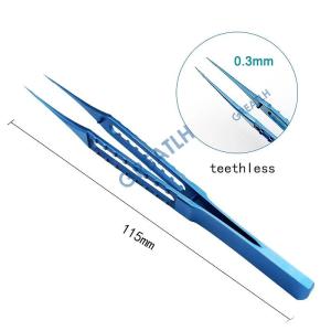 115mm Titanium Straight Tying tweezer ophthalmic Forcep teethless with 4.5mm tying platform eye instrument